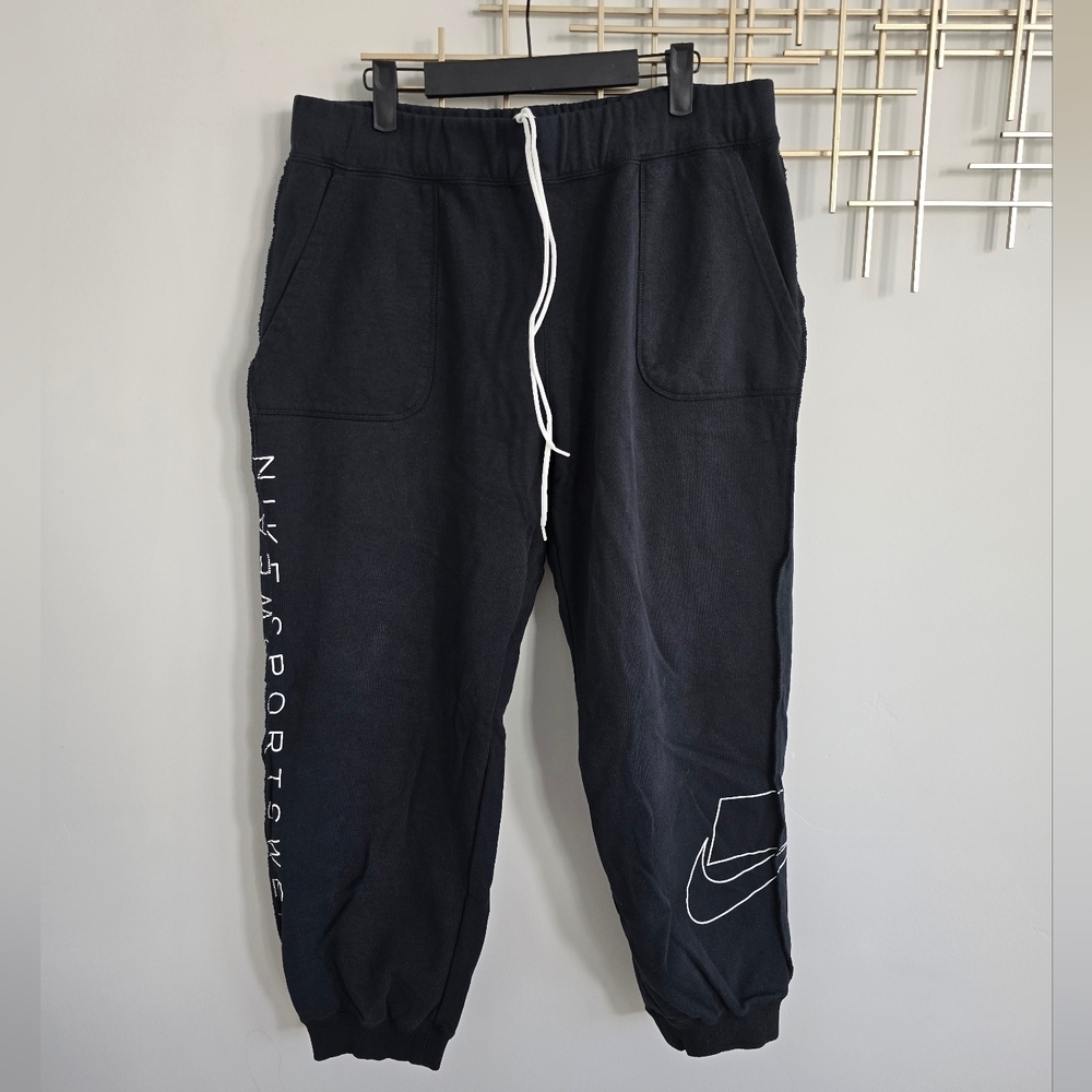 Nike Black Oversized Jogger Pants with White Logo​​